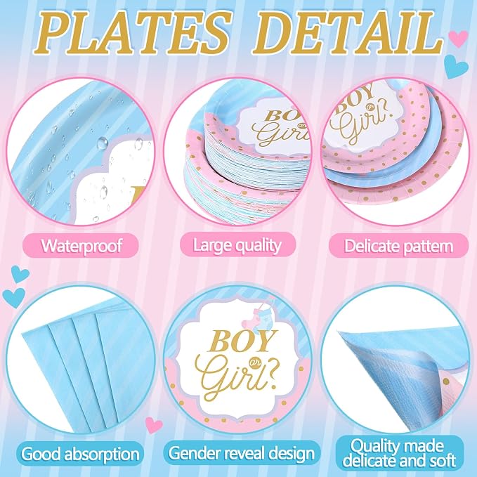 Pickmesh 400 Pcs Gender Reveal Party Supplies Include Boy or Girl Disposable - Image 2