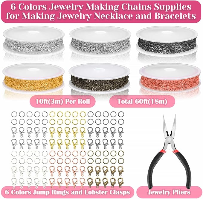 selizo Chains for Jewelry Making, 60ft Jewelry Making Chains for Necklace - Image 3