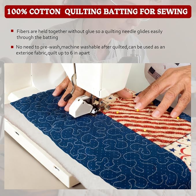 RRKTP Cotton Batting for Quilting，200 g/m² Lightweight Quilt Batting California - Image 6
