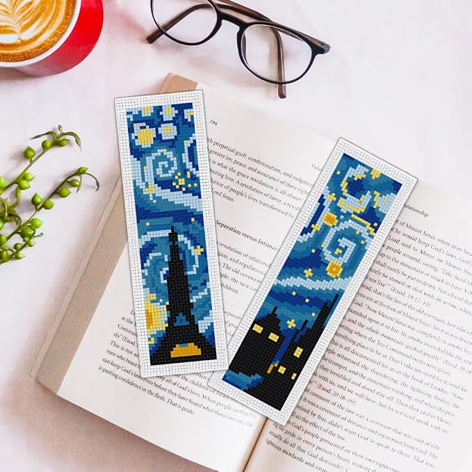 ORIGACH 6 Set Starry Night and Black Cat Cross Stitch Bookmark Kit - Image 5