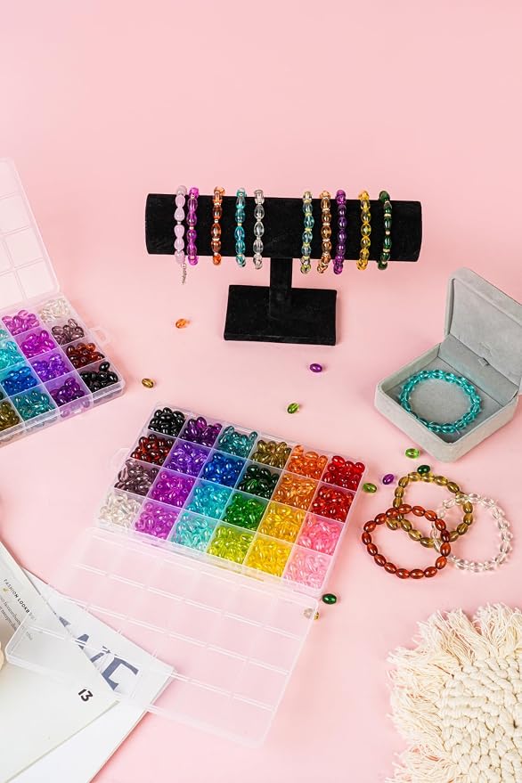 REVKI 1200pcs Glass Beads Bracelet Making Kit, 48 Colors Crystal Beads - Image 7
