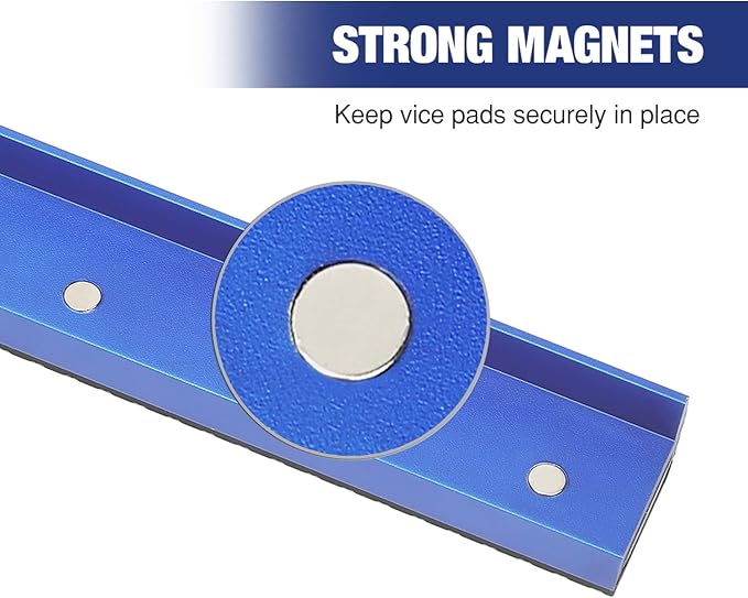 WORKPRO 2-Pair Vise Jaw Pads 6 inch & 5.5 inch, Magnetic Vice Jaw Covers Protectors, 5-1/2 inch Multi-Groove Jaw Pads and 6 inch Aluminum Pads Set