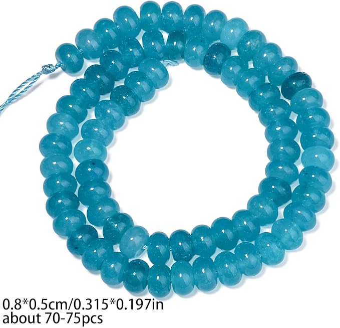 Songxi 5x8mm Natural Lake Blue Chalcedony Stone Rondelle Beads, Gemstone - Image 2