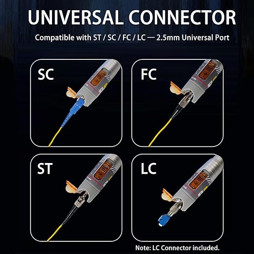 2PCS 100KM Visual Fault Locator for Fiber Optic Cable, High-Power VFL Tester with FC/ST/SC/LC Support, Long-Range Fault Finder & Light Pen Tool for FTTH, Telecom, Datacenter, OTDR, Industrial Network