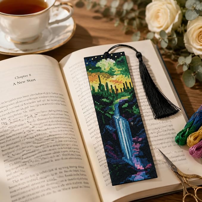 NEGEKFKX 4 Pcs Cross Stitch Bookmark Kit - Image 3