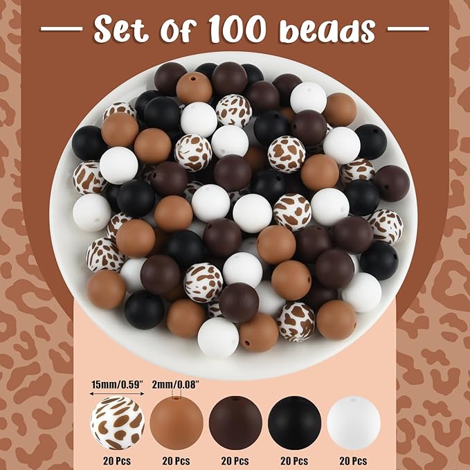 ASTARON 100 Pcs 15mm Silicone Beads - Image 2
