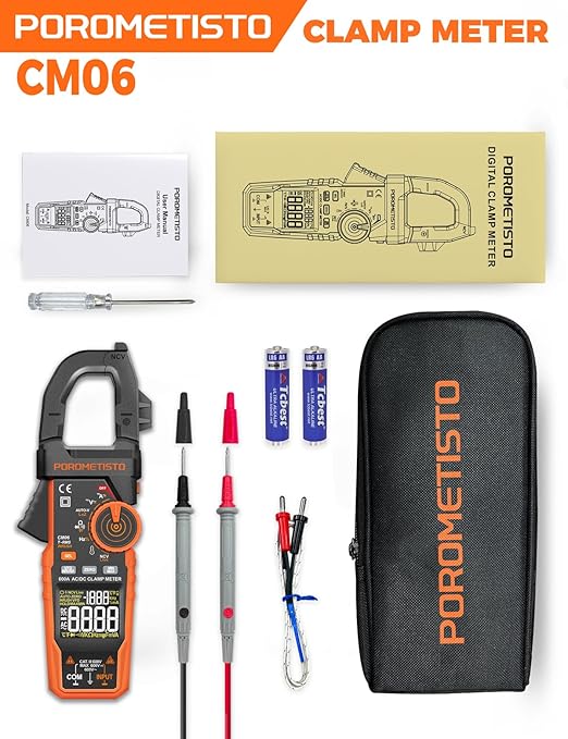 Digital Inrush Clamp Meter, CM06 Clamp Multimeter, T-RMS 6000 Counts 600A Amp Voltage Tester with VFD, LOZ, Measures NCV, AC/DC Voltage Current, Continuity Capacitance Frequency Resistance