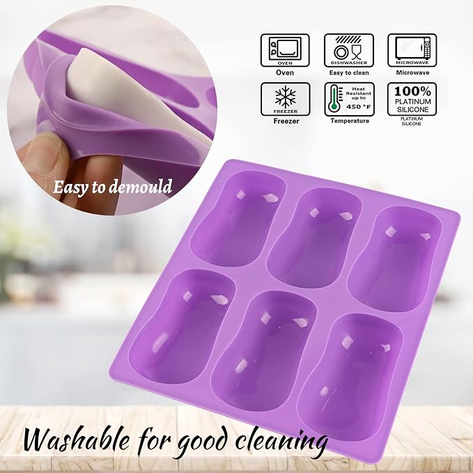 Sakolla 2 Pack 6 Cavity DIY Silicone Soap Molds Classical Handmade Silicone - Image 4