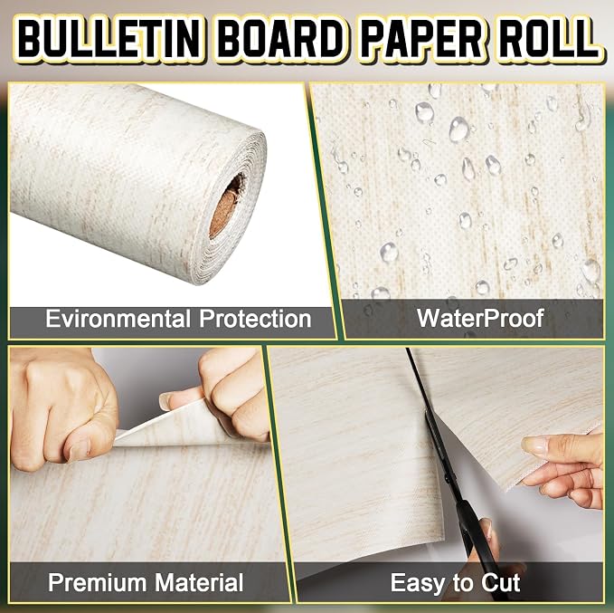 Inkspire Shiplap Bulletin Board Paper Roll, 14.8FTx47IN Large Reusable - Image 3