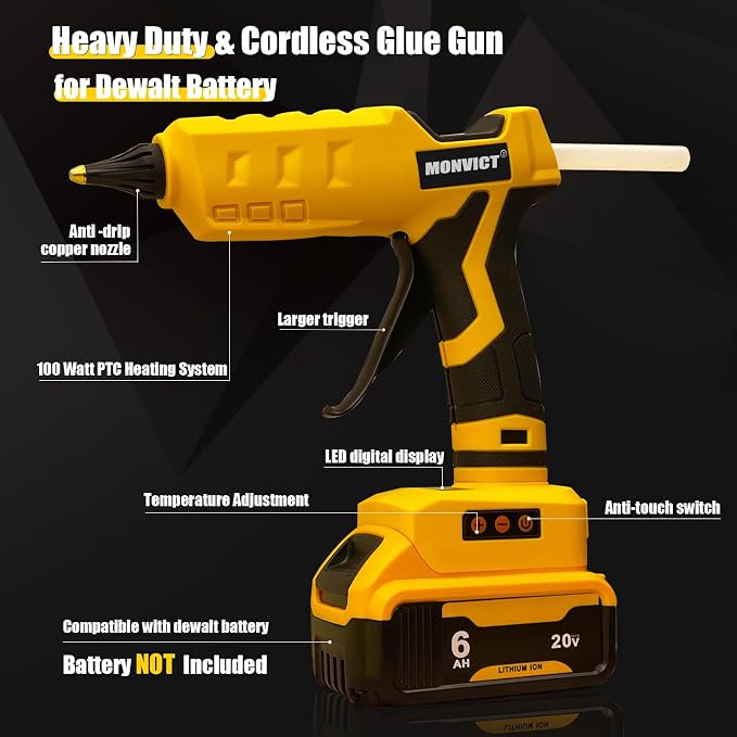 MONVICT Cordless Glue Gun for Dewalt 20V Battery - Image 3