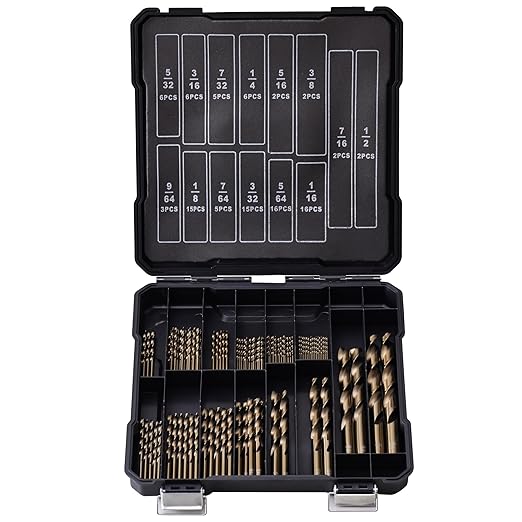 Cobalt Drill Bits Set for Hardened Metal and Stainless Steel, 101Pcs 1/16"-1/2" M35 HSS Twist Jobber Metal Drill Bits, with Index Storage Case