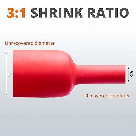 Wirefy 2" Heat Shrink Tubing - Large Diameter - 3:1 Ratio - Adhesive Lined - Industrial Heat-Shrink Tubing - Red - 50 Feet Roll
