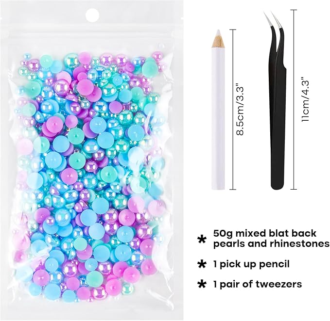 ASTARON 50g Mix Flatback Rhinestones Half Pearls - Image 2