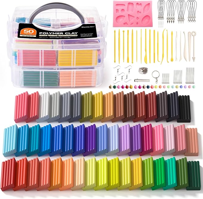 Shuttle Art Polymer Clay Kit, 50 Colors Oven Bake Clay by ShuttleArt