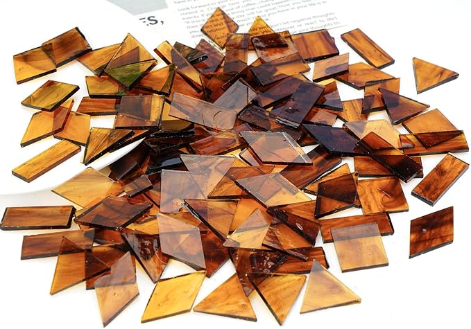 200g Transparent Mosaic Glass Tiles, Large Cathedral Stained Glass Tiles - Image 4