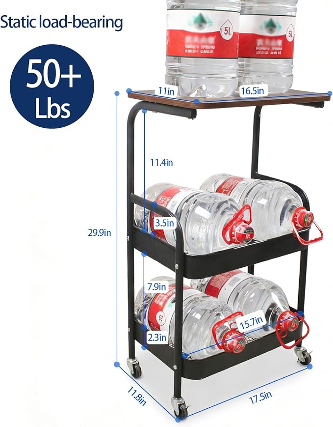 3-Tier Metal Rolling Utility Cart - Image 2