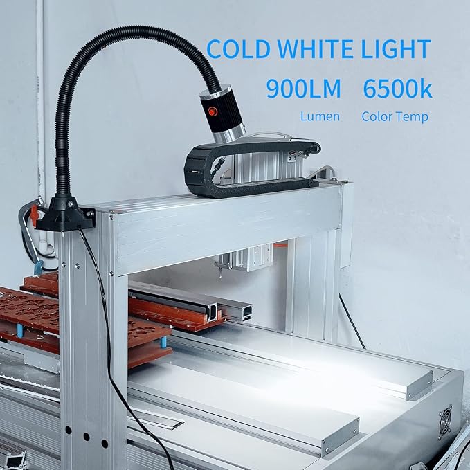 Led Work Light,IP65 Water Proof Flexible Gooseneck Lamp, Led Light gooseneck 900 Lumen for Lathe Milling, Drill Press, Industrial Lighting