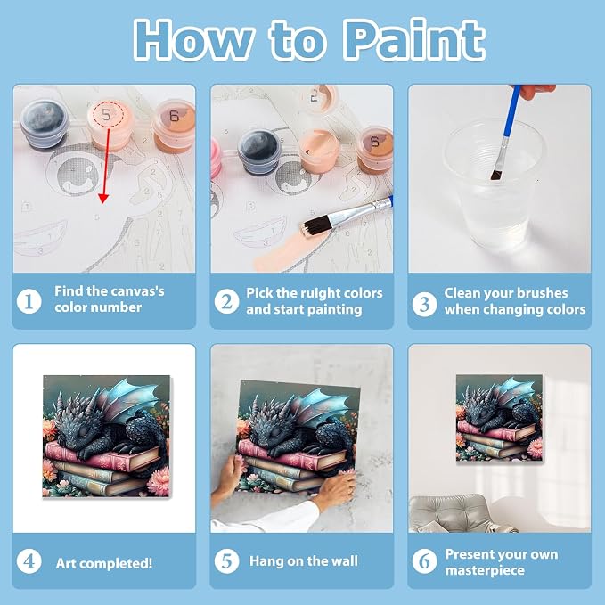 hkejoi Dragon Paint by Numbers Kit - Image 8