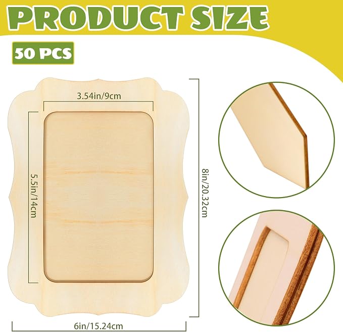 VOKOY 50 Pack DIY Wooden Picture Frames - Image 2