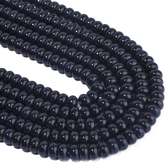 Songxi 5x8mm Natural Smooth Dark Green Stone Rondelle Beads, Gemstone - Image 6