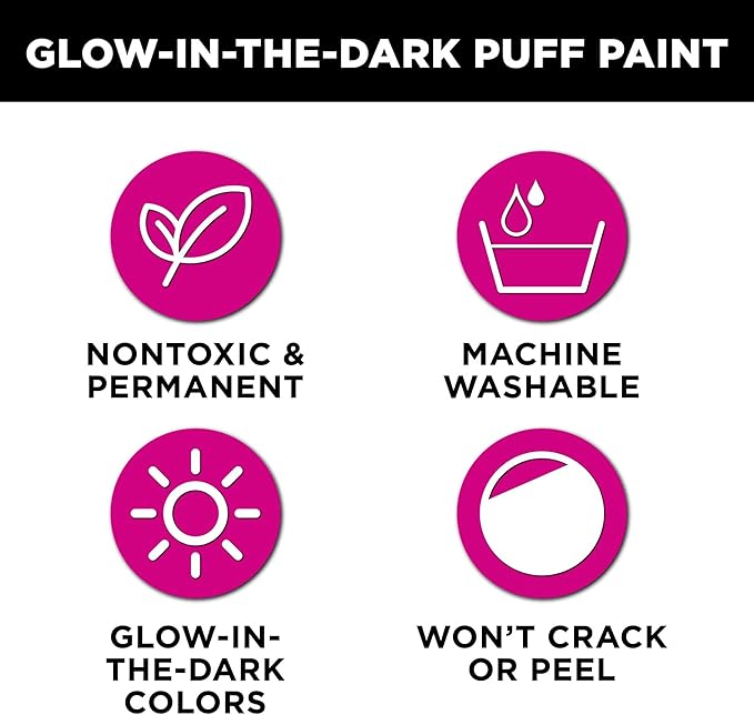 Tulip Puff Paint Glow in the Dark Colors 10-pack, Nontoxic & Waterproof Craft - Image 4