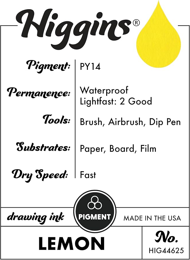 Higgins Lemon Pigmented Drawing Ink - Image 3