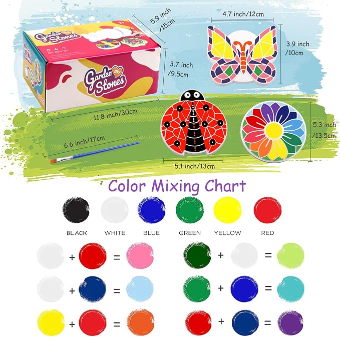 Weilim Paint Your Own Stepping Stones, Ladybug; No Baking Needed - Image 6