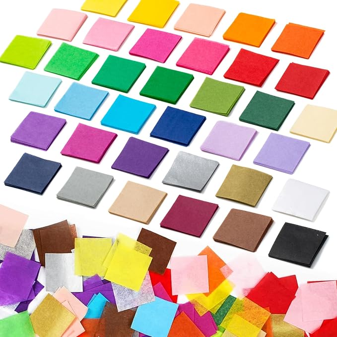 Simetufy 5400 Pcs 1 in Tissue Paper Squares 36 Assorted Colors by Simetufy