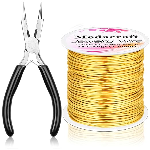 Modacraft 18 Gauge Gold Jewelry Wire & 4-in-1 Pliers Kit - 65FT Tarnish by Modacraft