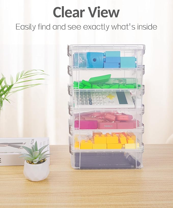 Sooez 6 Pack Extra Large Pencil Box, Plastic Pencil Case Crayon Box Bulk - Image 4