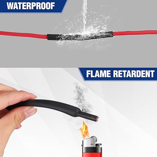 WORKPRO 100 FT 3/8" Heat Shrink Tubing, 3:1 Ratio Dual Wall Adhesive Lined Heat Wire Shrink Wrap Tubing, Industrial and Marine Grade Shrinking Cable Tube, Flame Retardant and Waterproof, Black