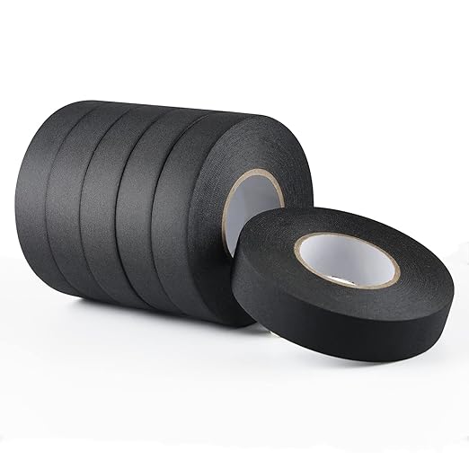 Lichamp 6-Pack Cloth Electrical Tape Automotive, Thicked 9.8 mil x 3/4 in x 66ft, No Residue Fabric Wire Harness Tape High Temp Wiring Loom Tapes, B106