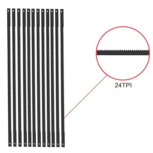 5-Inch 24TPI Scroll Saw Blade Pin End Replacement 24 Pack for W 3921 3923, Drem, Crafts, Del, All 15in.and 16in.Scroll Saw for Wood, High Carbon Steel
