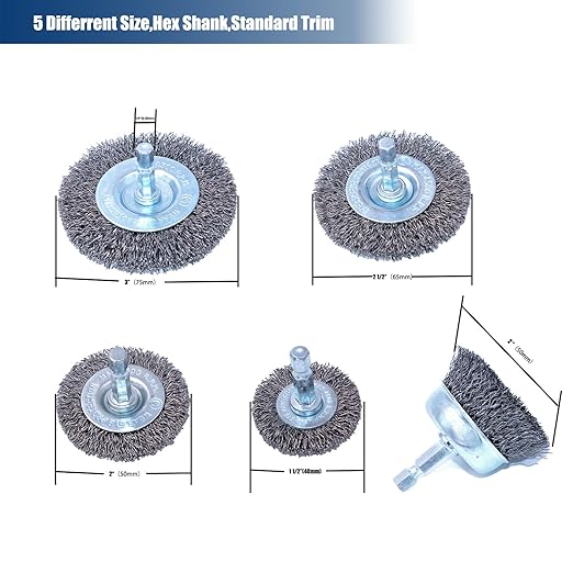 HOYIN 18PC Wire Wheel Cup Brush Set | Coarse Crimped Carbon Steel | 1/4" Hex Shank | 3PACK of 6 Pieces | Ideal for Drills