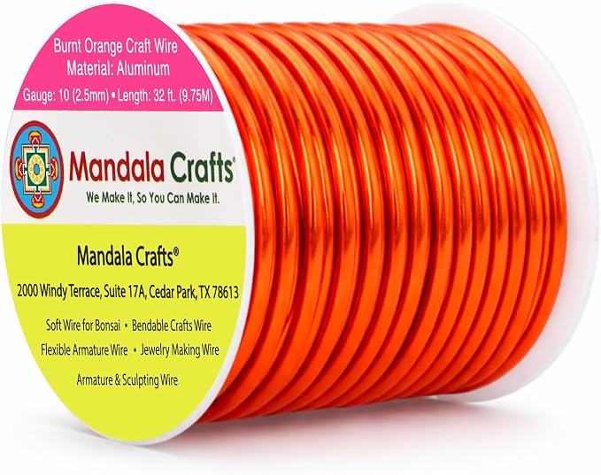 Mandala Crafts 10 Gauge Burnt Orange Anodized Aluminum Craft Wire, 32 FT | by MandalaCrafts