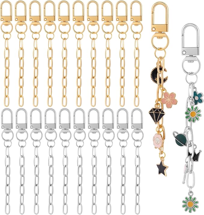 Chuyau 20pcs Keychain Making Kit Gold Silver Swivel Snap Hook Lobster Claw by chuyau