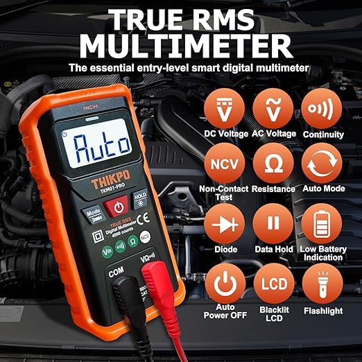 THIKPO TRMS Digital Multimeter 4000 Counts with NCV, Auto-Ranging Multimeter Measures AC/DC Voltage, Resistance, Capacitance, Continuity, Live Wire Detection, Backlight, Data Hold