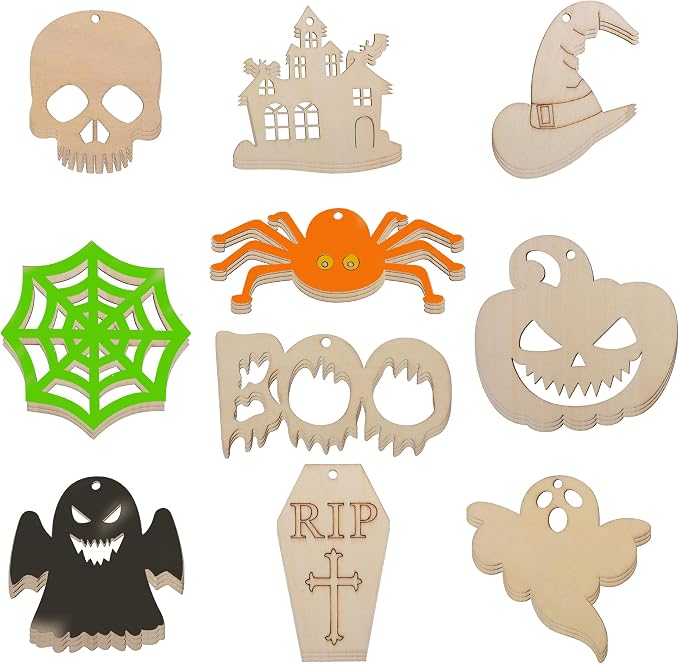 60PCS Unfinished Blank Wooden Cutouts Craft by Jsehchya