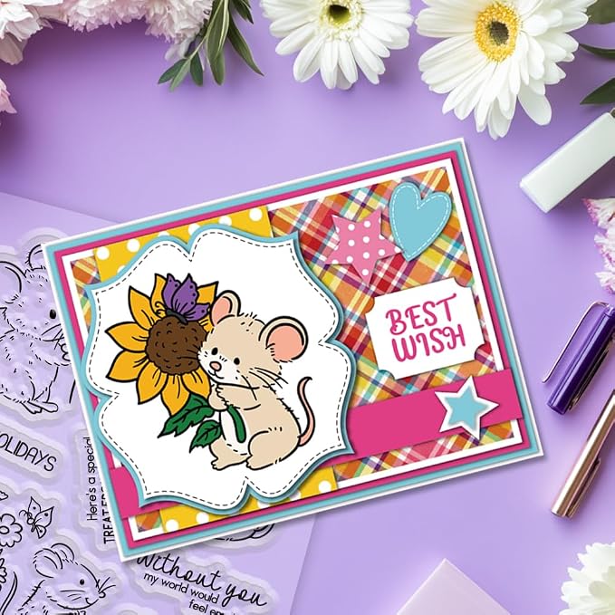 5Pcs Cute Mouse Clear Stamps and Dies - Image 6
