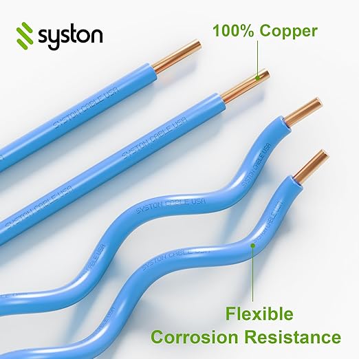 14 AWG Tracer Wire 600V 100% Solid Copper Conductor Direct Burial Underground, Blue Tracer Wire for Locating Underground Pipes and Lines Water Sewer Pipe Fiber Optic Gas Electrical Wire, 500 FT