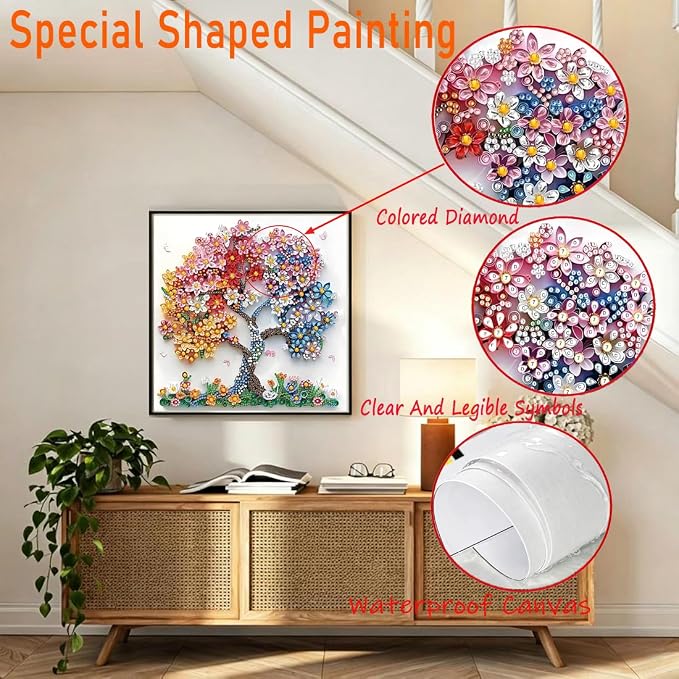 SHICERNHJ 5D Diamond Art Kits for Adults Beginner, Colorful Flower Tree Diamond - Image 6