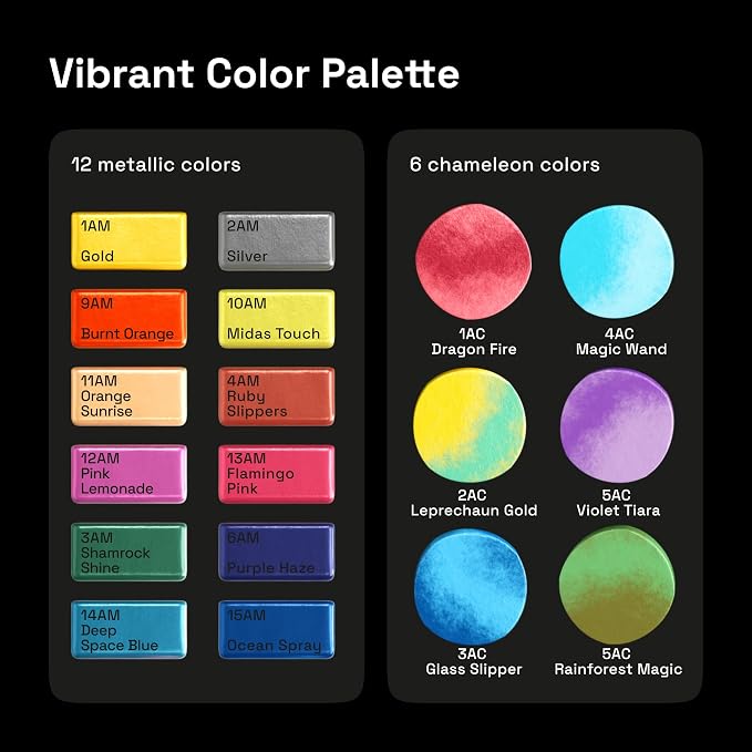ARTISTRO 18 Metallic Color Watercolor Paint Set - Image 3