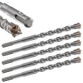 5pcs 9/16" X 8"-6" Cross-Type Double Thread Carbide Drill Bits for Concrete, Brick, Stone, Hammer Drill