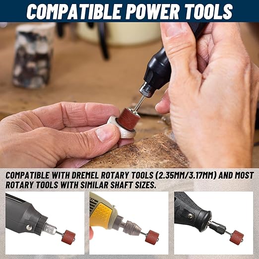 300Pcs Sanding Drums Kit – 80/120/240 Grit Sanding Bands with 24 Drum Mandrels, 2 Self-Tightening Drill Chucks & 1 Wrench – Tool Accessories Sanding Drum Bits for Rotary Tool