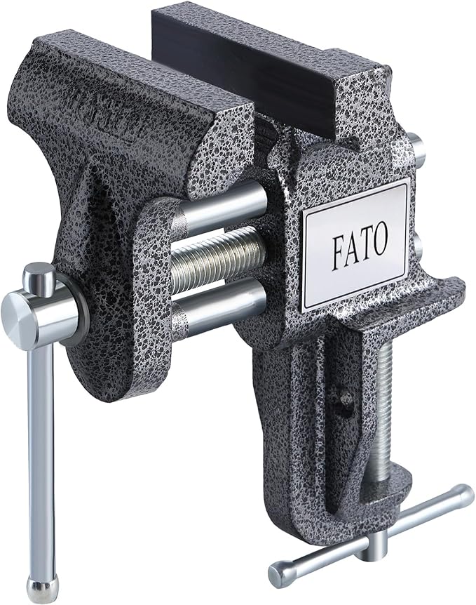 FATO 3" Table Vise Bench Vise Iron Clamp-On Table Bench Vise 2.9-inch Jaw Width 2.6-inch Jaw Opening for Woodworking, Home Workshop Use and DIY Job, Black