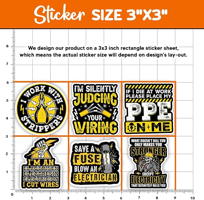 MAIANEY Funny Electrician Stickers Pack – Waterproof Vinyl Decals - Image 4