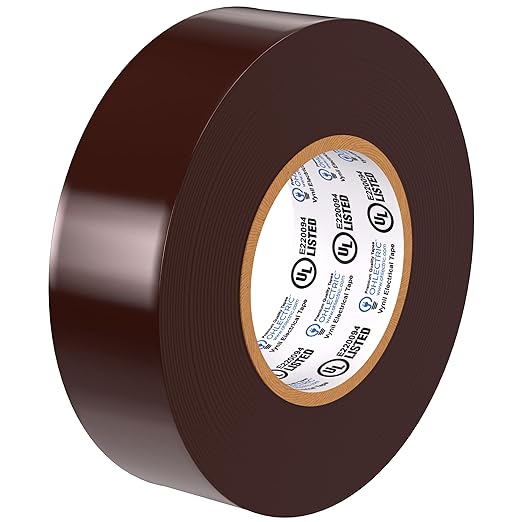 OHLECTRIC Professional Grade Vinyl Electrical Tape (1 Pack) Brown - 7 Mil Thick Flame-Retardant, Heat & Weather Resistant 3/4 Inch x 60 Feet | Ideal for Contractors & Electricians