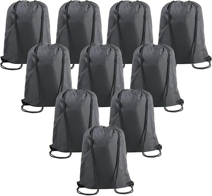BeeGreen Black Drawstring Backpack Bags Bulk 10 Pack Cinch Sackpack X-Large by BeeGreen