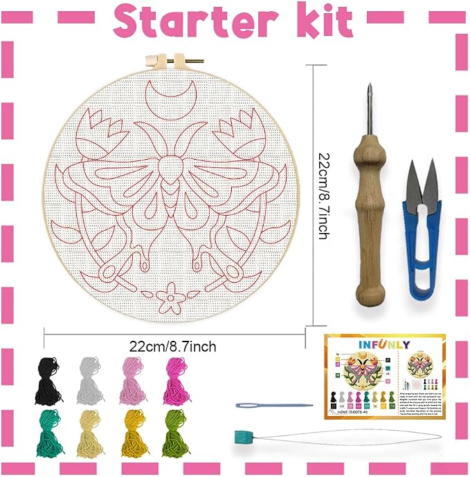 INFUNLY Pink Moths Punch Needle Kits - Image 2