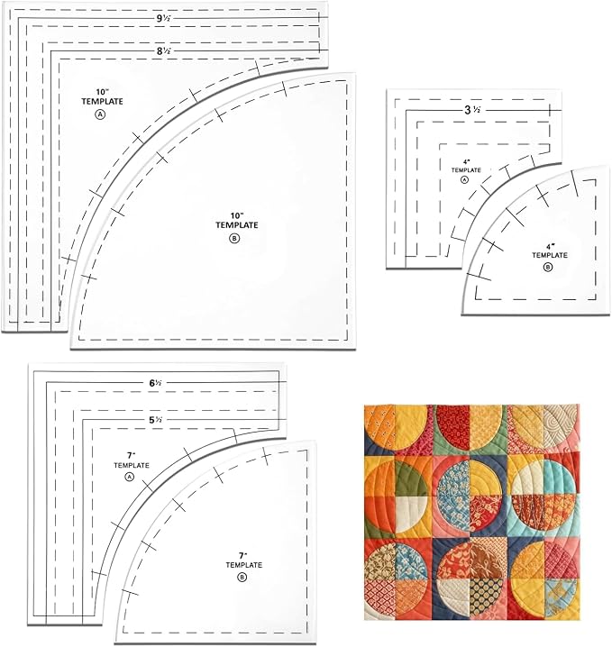 3 Set Drunkards Path Quilting Templates by JIETING